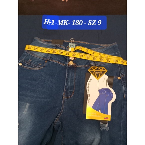 Size 9 Skinny Jeans,  Distressed, Denim, BUTT LIFTING  H-1 MK 180 Waist 31 In - Picture 1 of 11